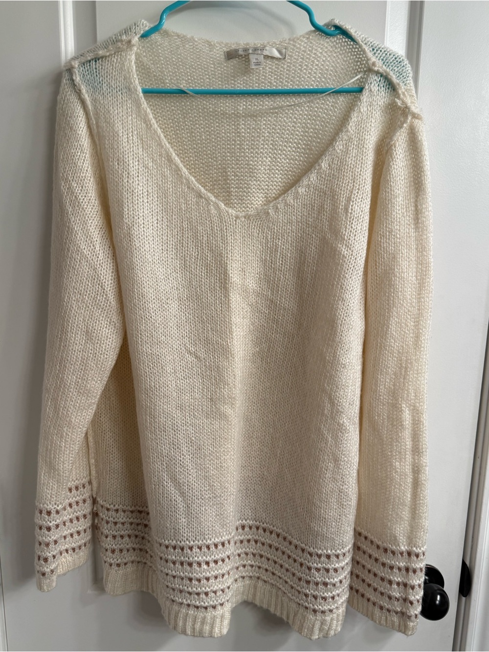 LC Lauren Conrad Cream V-Neck Sweater
